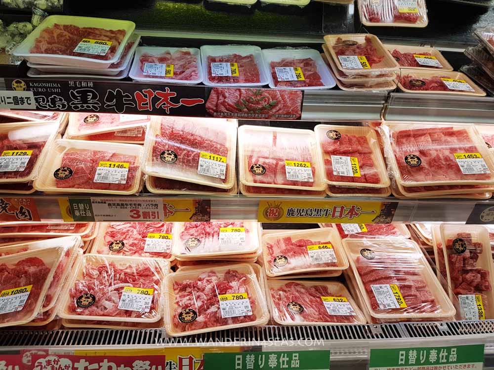 Wagu beef counter in Anbo Acoop supermarket 
