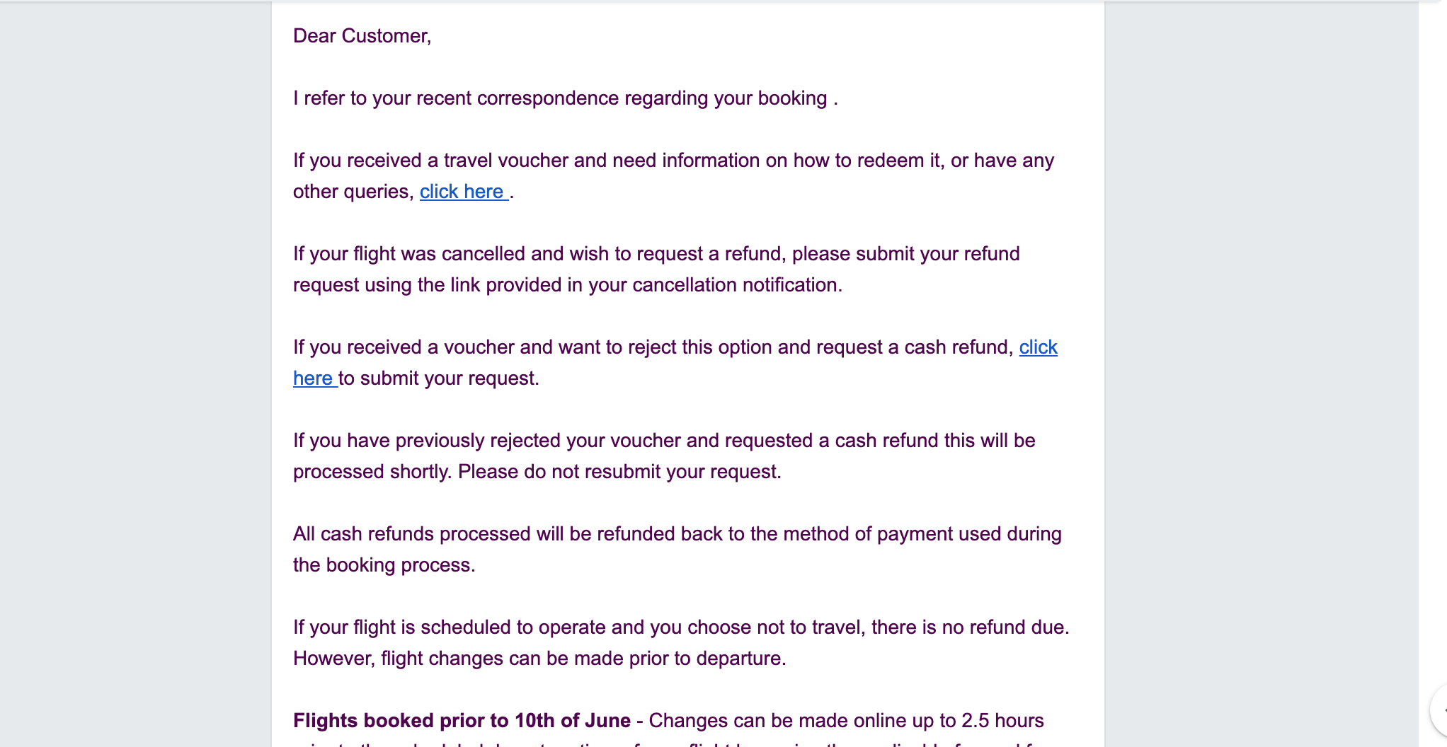 copy-paste response I got from Ryanair regarding my compliant